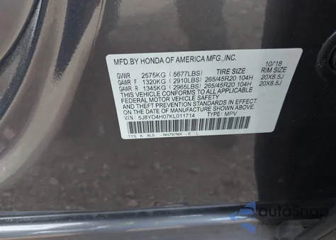 2019 Acura Mdx Tech A-Spec Pkgs z USA, uszkodzony, nr VIN 5J8YD4H07KL011714